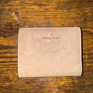 Tan Coach Wallet with Burgundy Interior